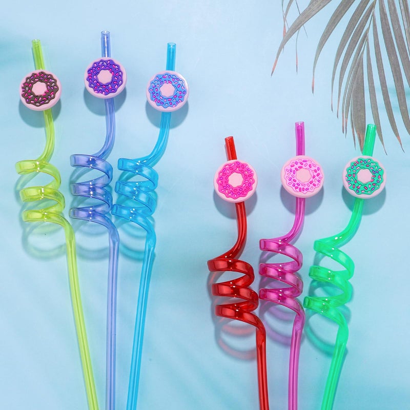 Moncinday 24Pcs Donut Party Straws for Donut Party Favors, Donut Themed Party Reusable Straws for Kids Donut Party Supplies - Image 2
